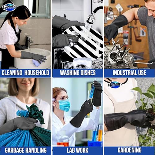 F8WARES Black Hand Gloves - Rubber gloves for cleaning - Gloves for Washing Utensils - Gardening Gloves - Dish Washing Gloves - Kitchen Gloves for Dishwashing Industrial Car Bathroom Toilet L - Image 4