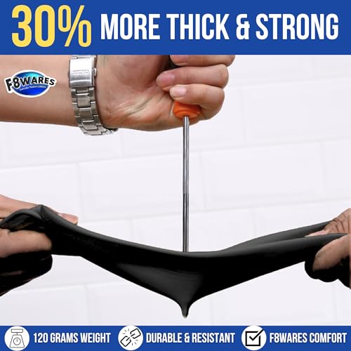 F8WARES Black Hand Gloves - Rubber gloves for cleaning - Gloves for Washing Utensils - Gardening Gloves - Dish Washing Gloves - Kitchen Gloves for Dishwashing Industrial Car Bathroom Toilet L - Image 2