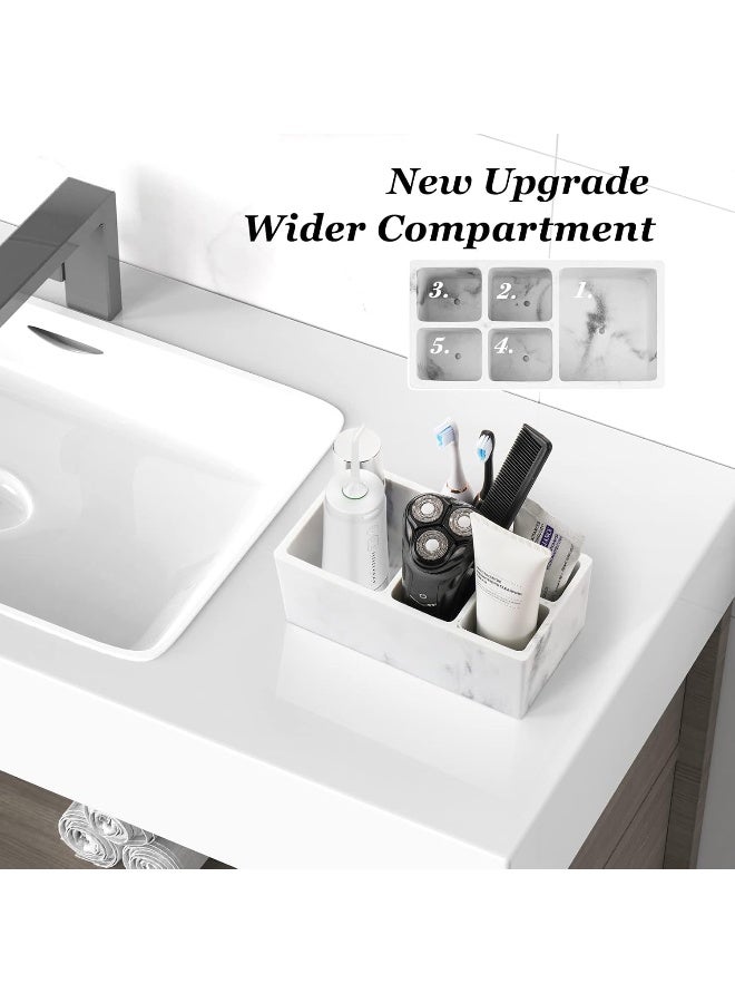Luxspire Luxspire Resin Toothbrush Holder, 5 Slots Hygienic Handmade Toothbrush Storage Stand Dispenser Bathroom Organizer Set for Toothpaste, Razor - Ink White  - Image 2