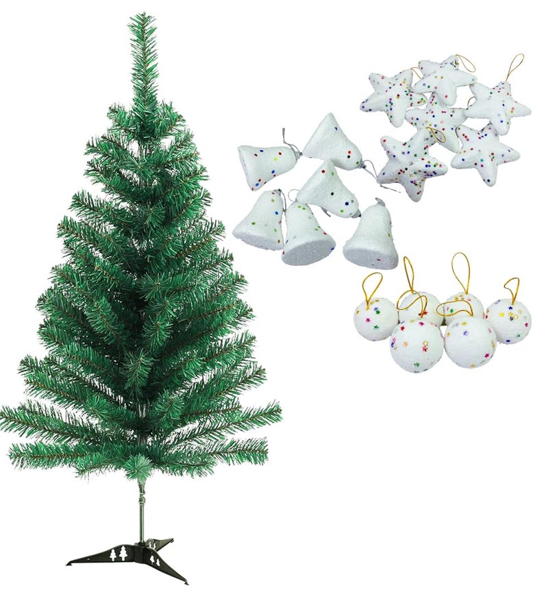 Evisha Snow Theme Christmas Tree Hanging Ornaments and 4 Ft Artificial Christmas Tree for Christmas Party Decoration - Image 1