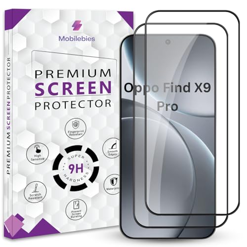 Mobilebies® Premium Tempered Glass Screen Protector Guard For Oppo Find X9 Pro 5G (6.78 Inch, Pack of 2) | HD Clear Edge to Edge Coverage With Easy to installation kit - Image 1