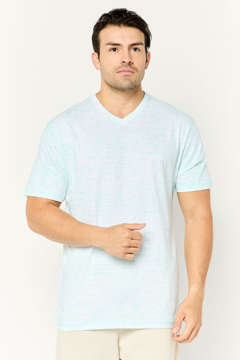 Company Eighty One تي شيرت رجالي بأكمام قصيرة على شكل حرف V، أزرق فاتح - Image 1