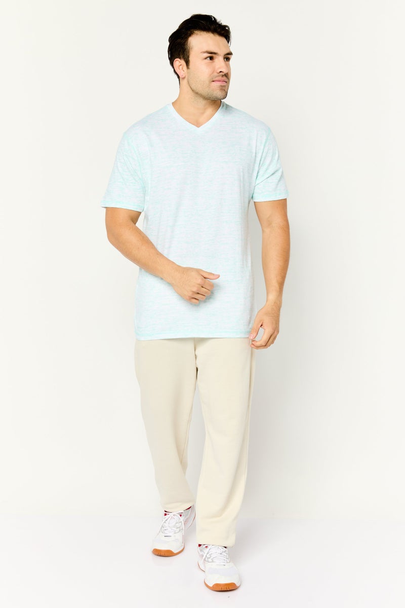 Company Eighty One تي شيرت رجالي بأكمام قصيرة على شكل حرف V، أزرق فاتح - Image 2