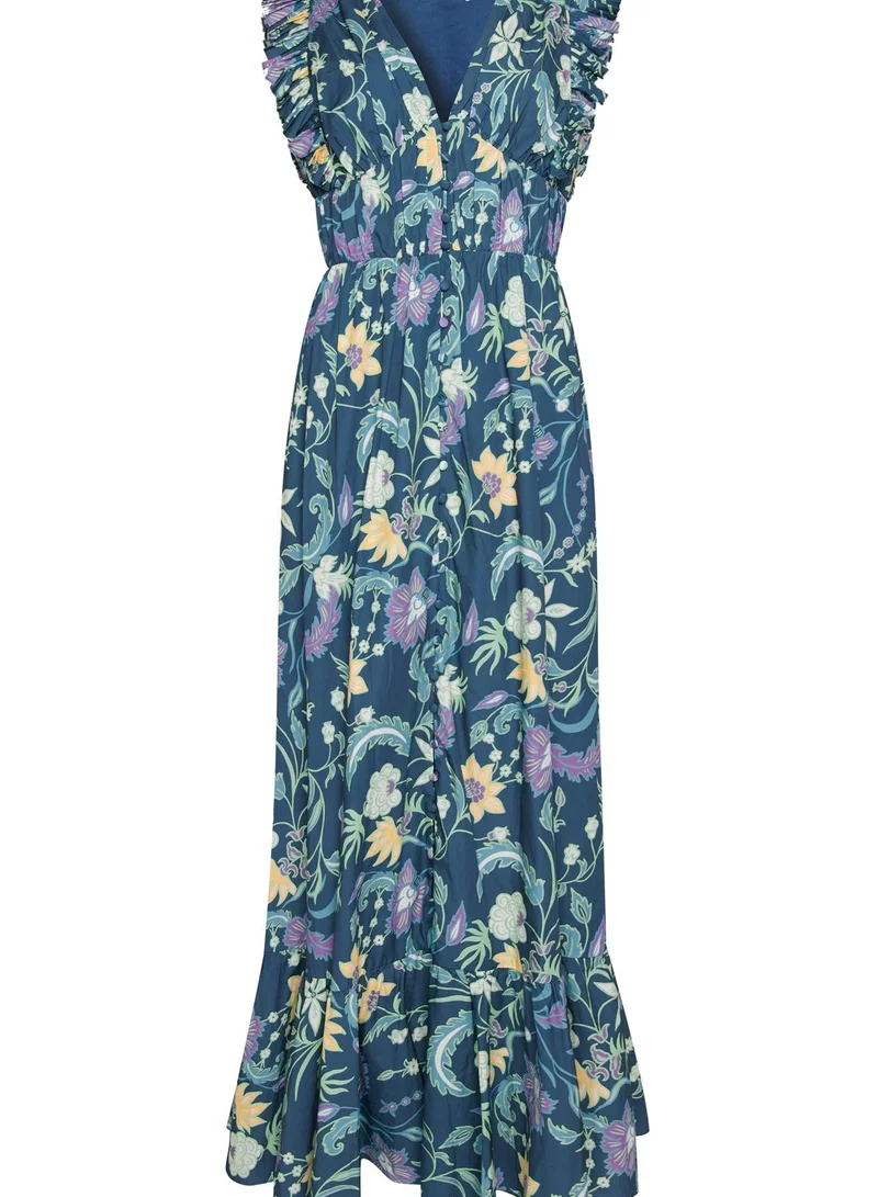 True Decadence Petrol Blue Folk Floral Maxi Dress
