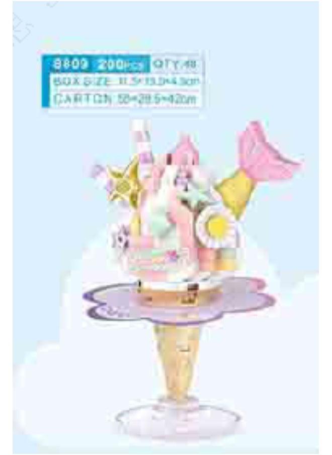 Miniso MINISO Happy Food Series Building Blocks (PDQ)(Ice Cream Cup) – Fun and Engaging Ice Cream Cup Building Block Set for Kids 