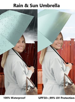 SUCITY SUCITY Mini Folding Compact Umbrella with Case-Windproof Lightweight Pocket Umbrella-Rain Portable Umbrella Sun for Men and Women  - Image 2