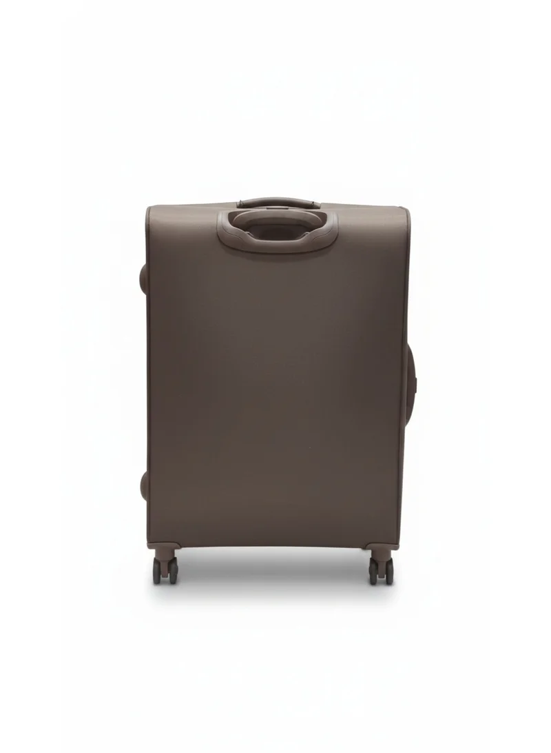 DKNY Street Cred Large Softside Suitcase – 28 Inch Trolley Luggage with 4-Wheel Spinner, Lightweight Fabric, TSA Lock – CBR/Chocolate/Brown