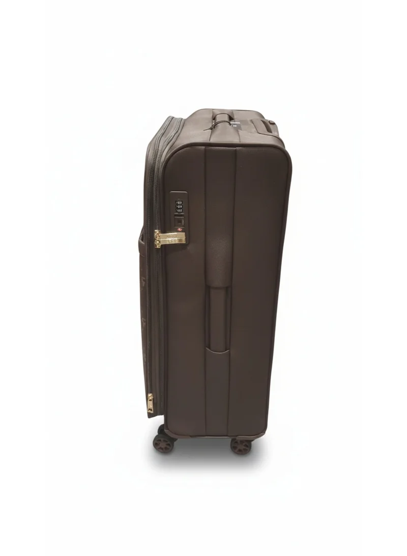 DKNY  Street Cred Large Softside Suitcase – 28 Inch Trolley Luggage with 4-Wheel Spinner, Lightweight Fabric, TSA Lock – CBR/Chocolate/Brown for Women | Best Price UAE