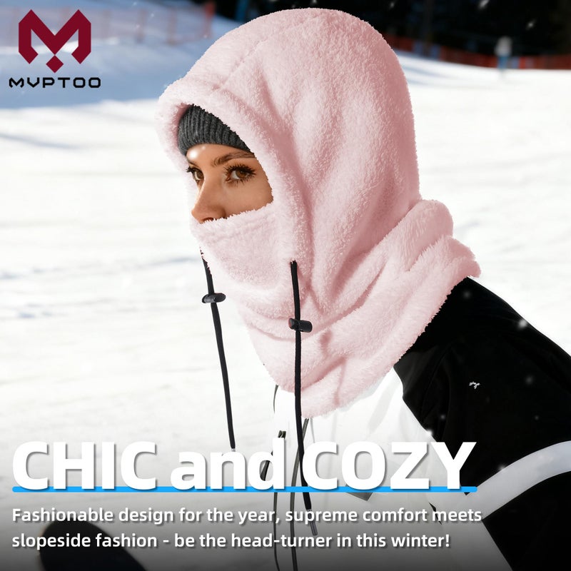 MVPTOO Ski Mask Balalclava Windproof Face Mask Warm Fleece Neck Cover for Cold Weather Helmet Hood for Men & Women (Pink) - Image 2