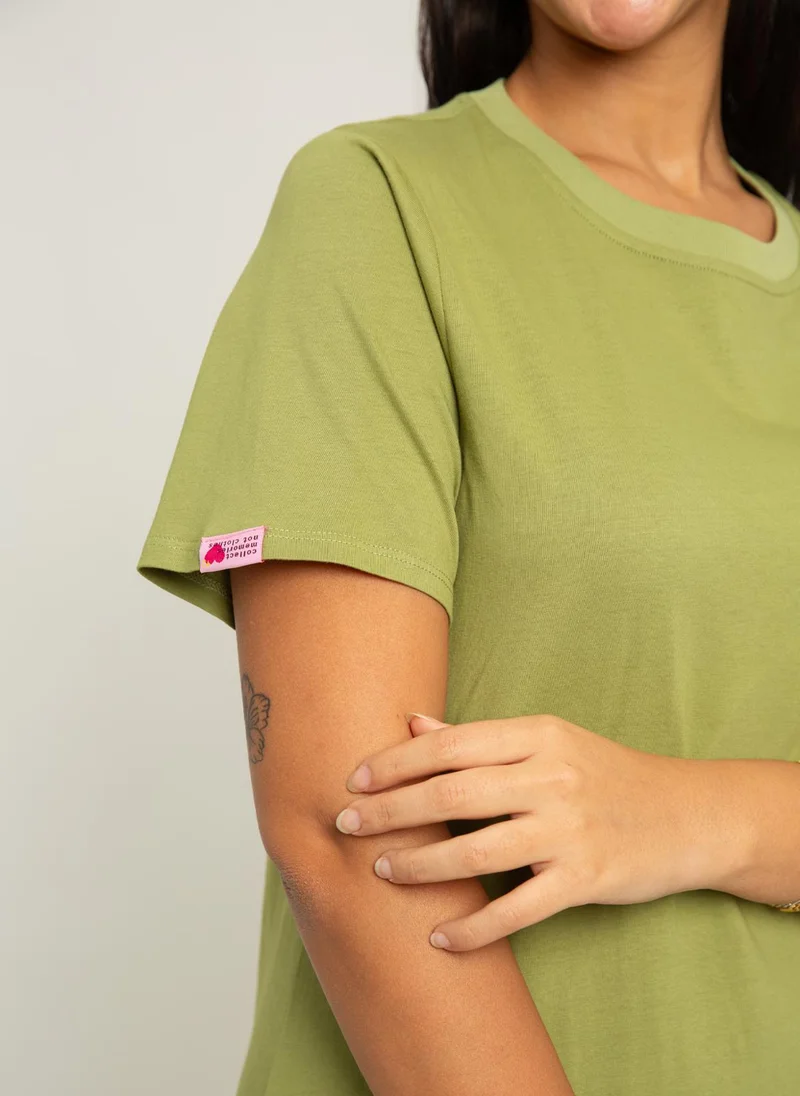Kaafmeem Olive Long T-shirt Dress