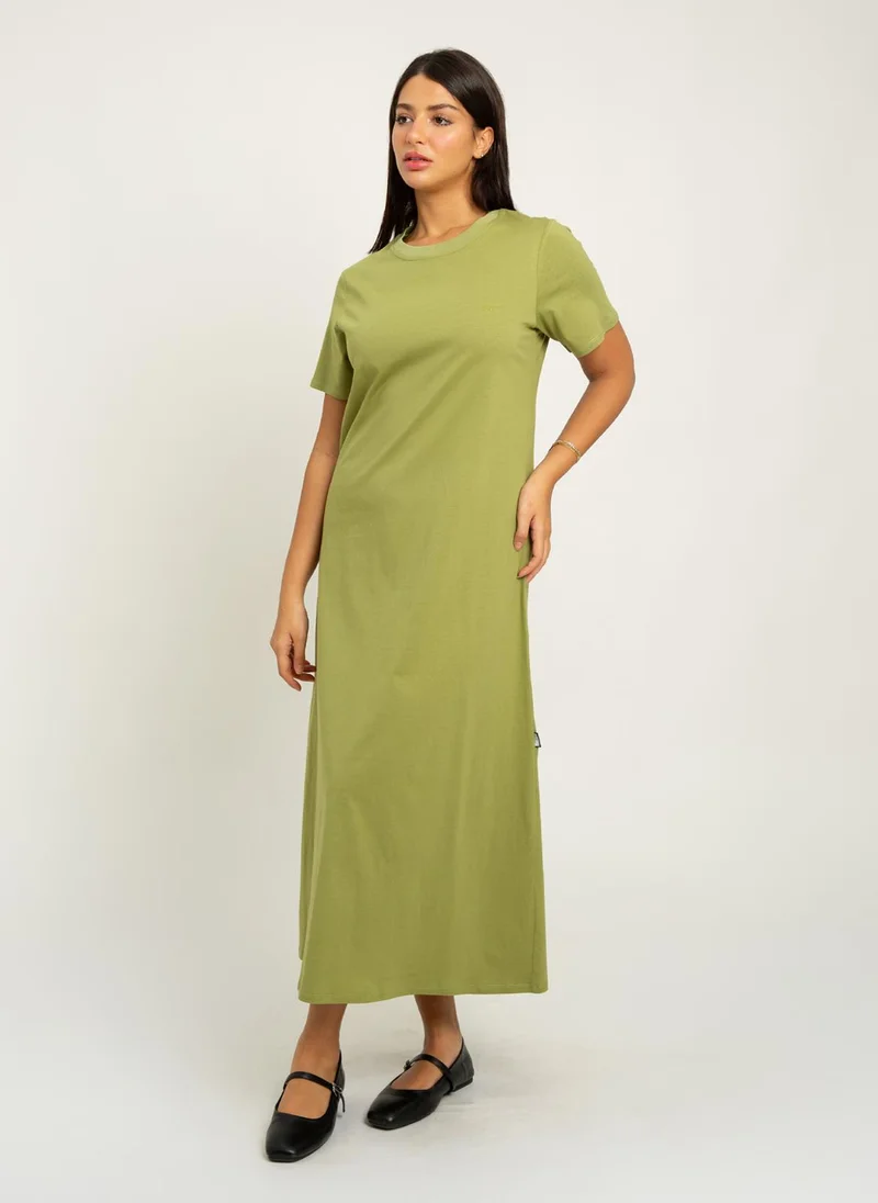 Kaafmeem Olive Long T-shirt Dress