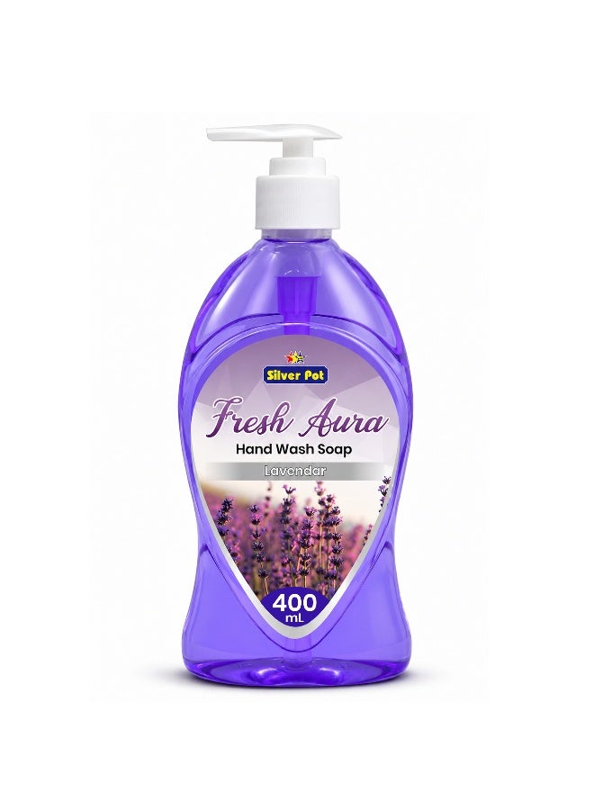 Silver Pot - Fresh Aura, Lavender Hand Wash 400ml Moisturizing Liquid Soap, New Advance Formula, Gentle Cleansing, Effective Germ Protection, Lavender Scent, 10x Odor Removal, for Daily Family Hygiene - Image 1