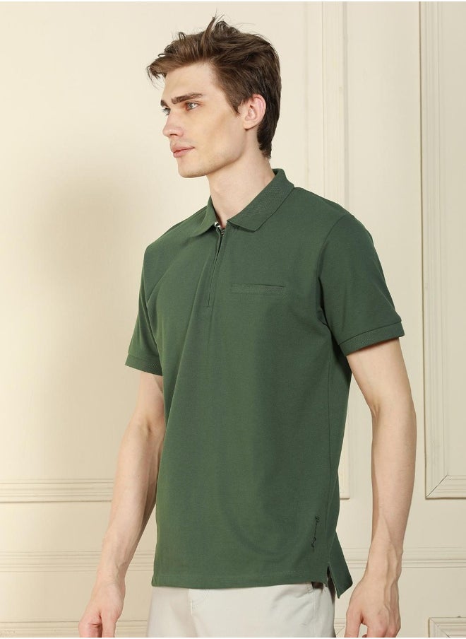 Dennis Lingo Sage Green Regular Fit Cotton-Poly T-Shirt – Comfortable and Stylish  - Image 1