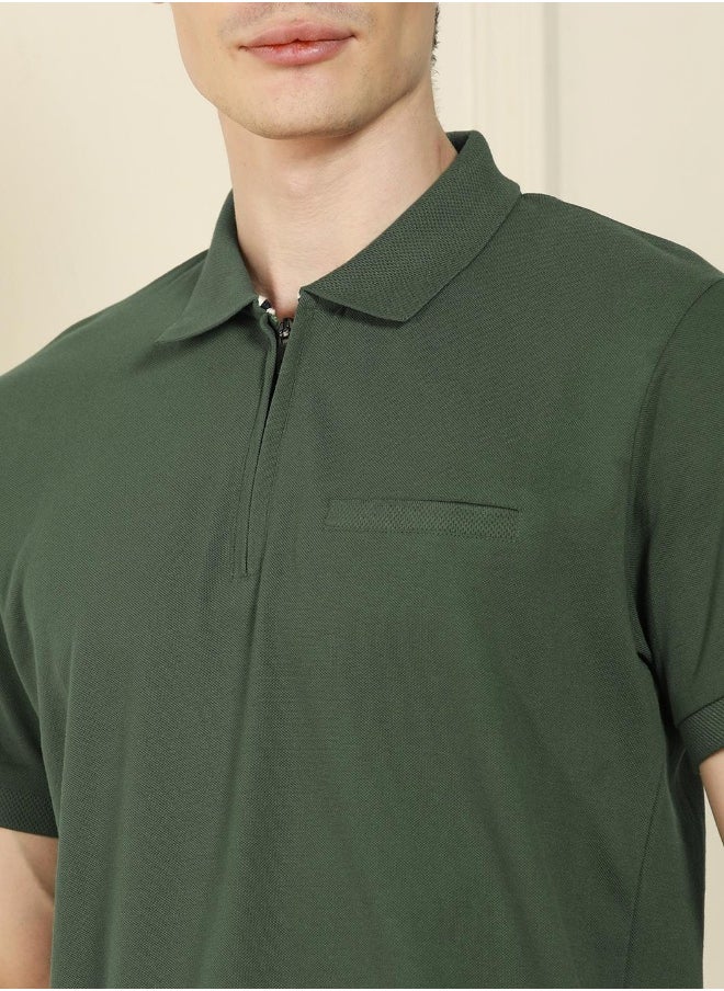 Dennis Lingo Sage Green Regular Fit Cotton-Poly T-Shirt – Comfortable and Stylish  - Image 2