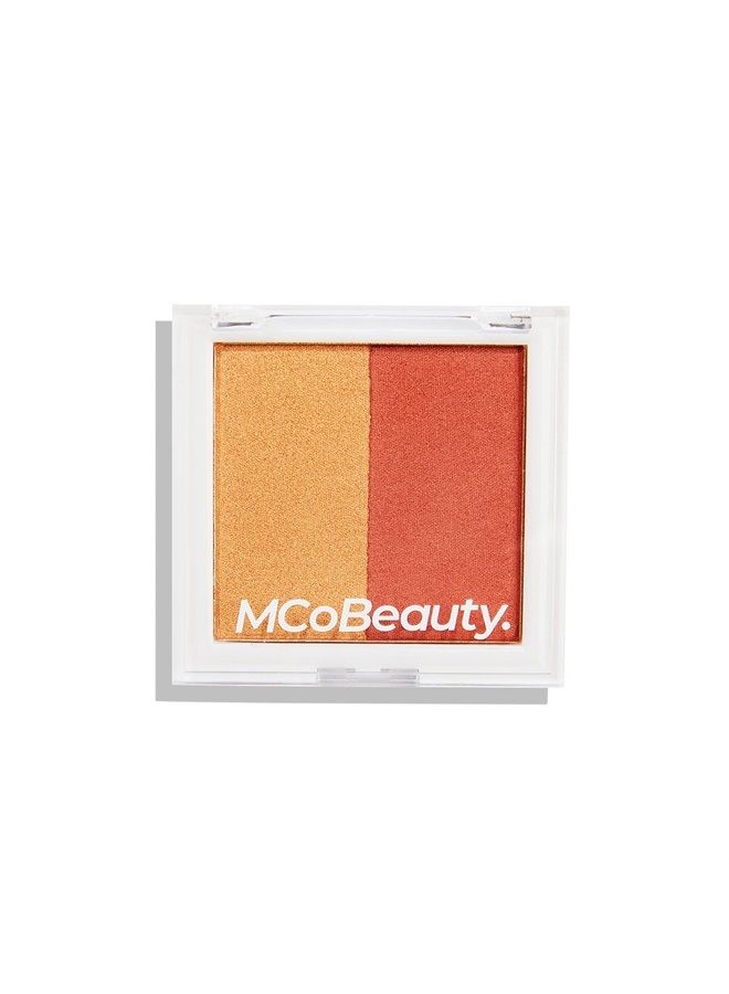 Highlight And Blush - Two-Toned Powder Duo - A Gorgeous Flush Of Radiance And Color - Satin Blush And High Shine Highlighter - Highly Blendable - Long Lasting - Nectar Rush - 0.35 Oz
