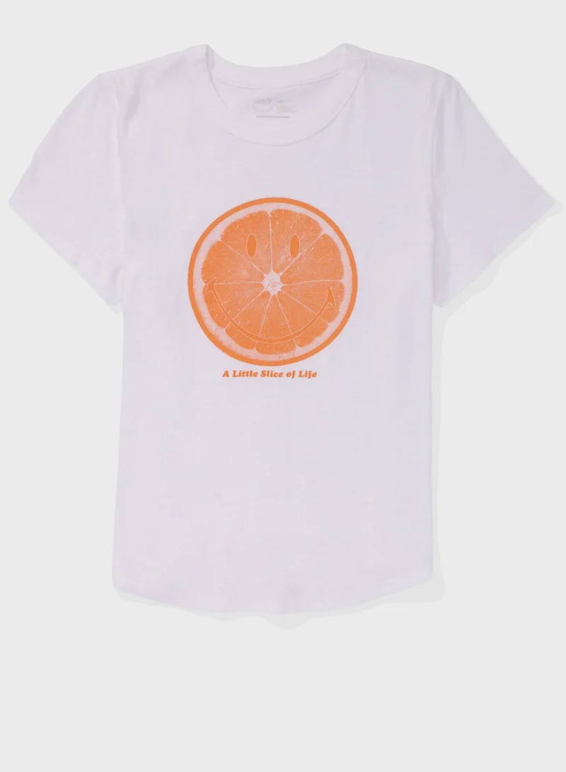 Aerie Crew Neck Printed T-Shirt