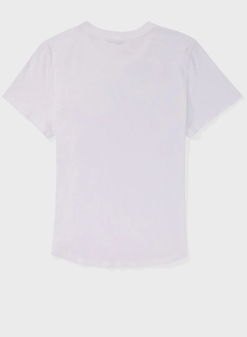 Aerie Crew Neck Printed T-Shirt