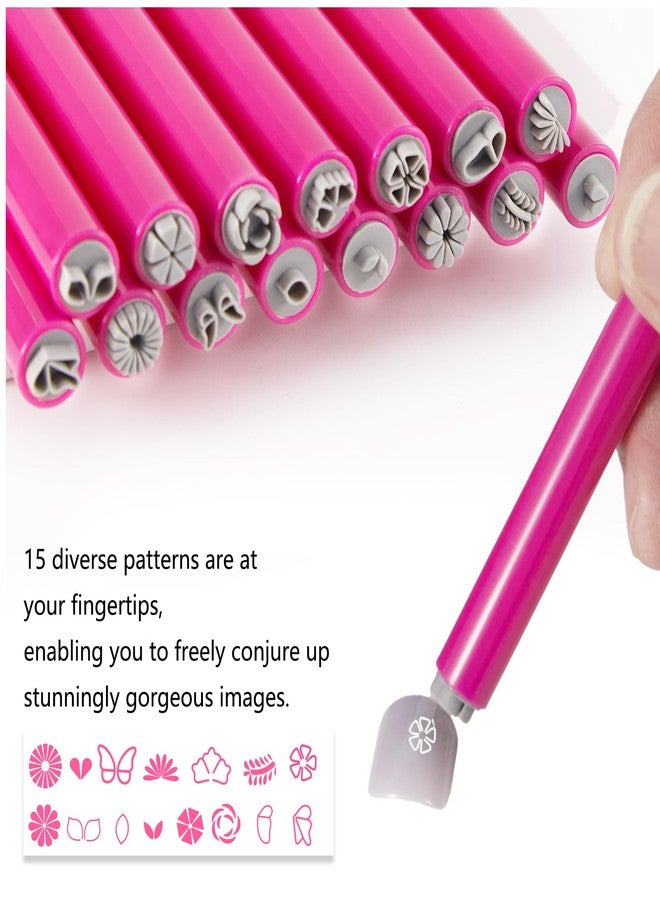 DANNEASY Nail Art Stamp Pen Set (15PCS), 3s Quick DIY Nail Design Tools - Easy to Use, Daisy Butterfly Flower Heart Nail Stamper Pens, Nail Art Decoration for DIY Salon Manicure Kit Nails Supplies - Image 2