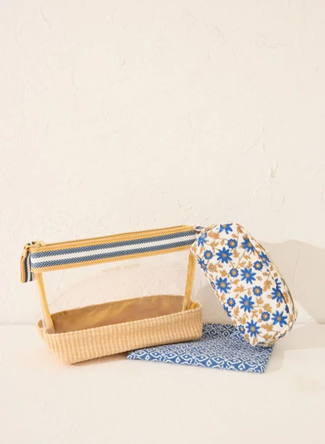 women'secret Pack Of 3 Flower Print Toiletry Bags