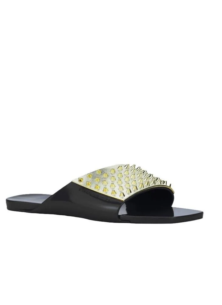 Voices Avolto Punk 2K Women'S Low Sandal With Metallic Stud Design - Black/Gold