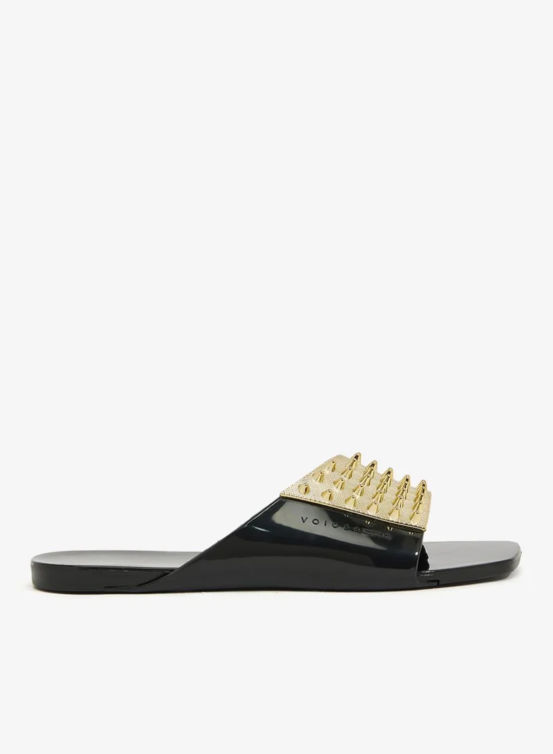 Voices Avolto Punk 2K Women'S Low Sandal With Metallic Stud Design - Black/Gold