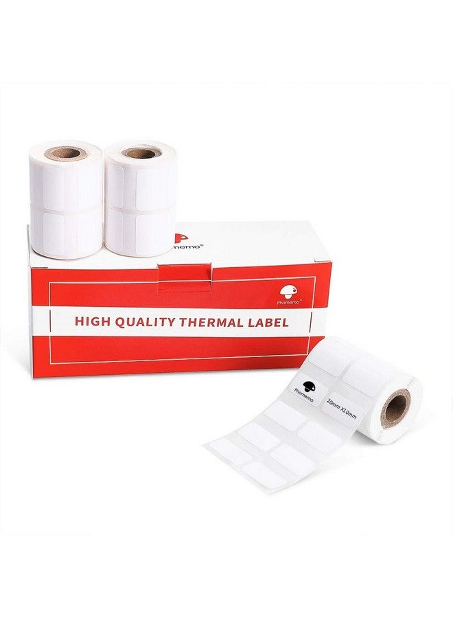 فوميمو لفات ورق ملصقات ذاتي اللصق متعدد الأغراض أبيض مقاس 3/4 بوصة × 3/8 بوصة (20 × 10 مم) لآلة صنع الملصقات Phomemo M200/M110/M220/M221/M120/M221/M260/M150/M250 Bluetooth، 600 ملصق/لفة، أسود على أبيض - Image 1