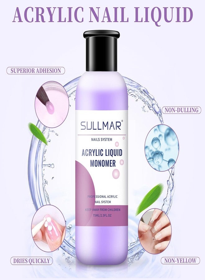 SULLMAR مجموعة سُولمار 75 مل/2.5 أونصة سائلة أكريليك مونيومر سائل أظافر أكريليك أداة فن الأظافر سائل أكريليك مع 75 مل 2.5 أونصة منظف فرشاة الأظافر للمبتدئين - Image 5