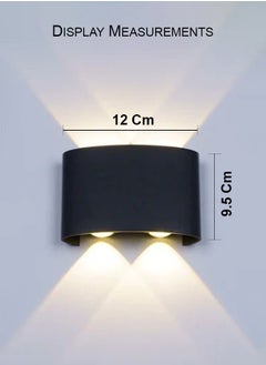 MODI 4*2W Modern LED Warm White Wall Light , IP65 Waterproof, 770lm, Up & Down Lighting - Black  - Image 3