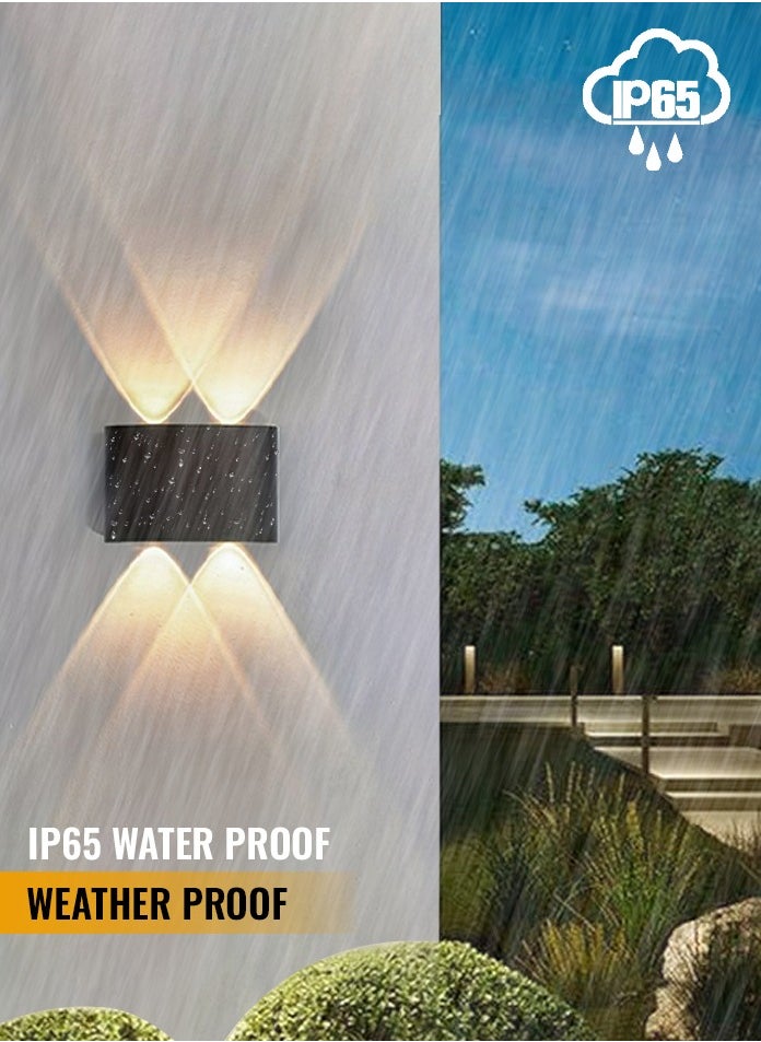 MODI 4*2W Modern LED Warm White Wall Light , IP65 Waterproof, 770lm, Up & Down Lighting - Black  - Image 5
