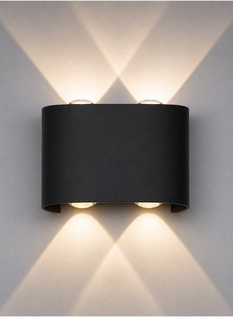 MODI 4*2W LED Outdoor Wall Light, IP65 Waterproof Up Down Wall Sconce, Warm White Modern Black Wall Lamp, 12 x 9.5 cm, for Garden Balcony Bedroom Living Room - Image 2