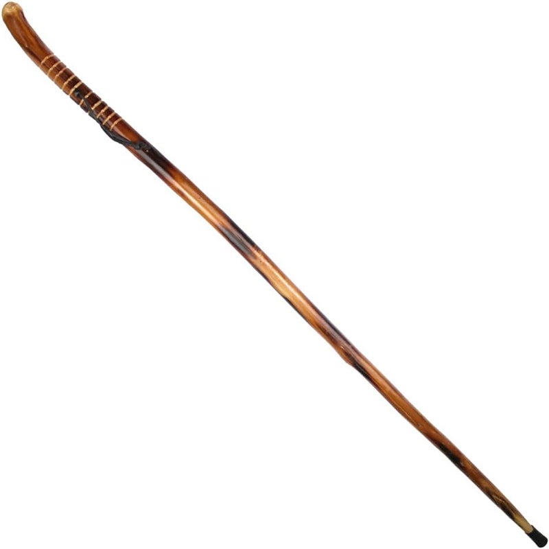 SE Natural Wood Walking Stick with Root Head, Carved Hand Grip, Steel Spike and Metal-Reinforced Tip Cover, 55" - WS631-52RH - Image 1