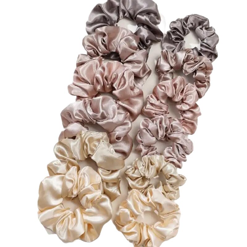 Generic 12Pack Satin Hair Scrunchies for Women Elastic Hair Ties Soft Scrunchy Hair Accessories for Girls and Ladies pinks colors 