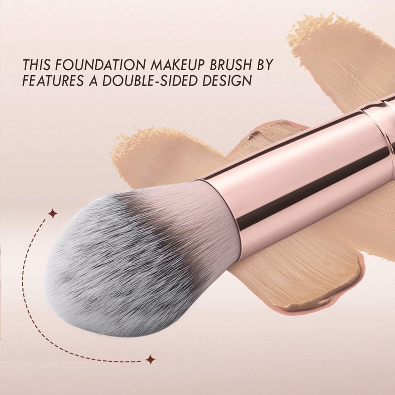 KINGMAS Foundation Makeup Brush, Double Ended Bronzer Brush Angled & Round Contour Brushes for Beauty Blending Liquid Powder, Concealer Cream Cosmetics Blush (Brown) - Image 5