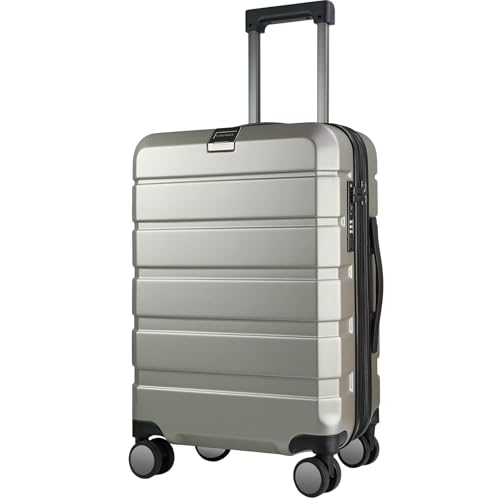 KROSER Hardside Expandable Carry On Luggage with Spinner Wheels & Built-in TSA Lock, Durable Suitcase Rolling Luggage with USB Port, Carry-On 20-Inch Champagne - Image 1