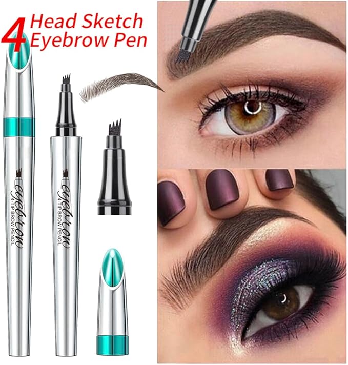 GL-Turelifes GLTurelifes Eyebrow Pencil with 4 Tip Micro Head Liquid Eyebrow Microblading Pen Eyebrow Pen Micro 4 Point Brow Pen LongLasting Waterproof Smudgeproof Natural Eyebrow Makeup 4 Black - Image 2
