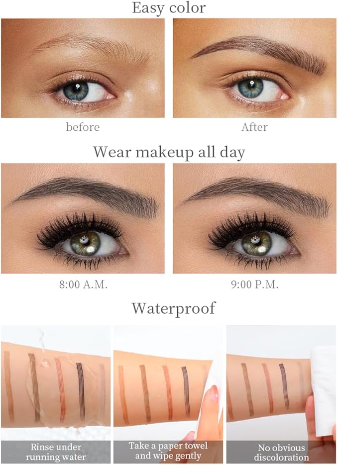 GL-Turelifes GLTurelifes Eyebrow Pencil with 4 Tip Micro Head Liquid Eyebrow Microblading Pen Eyebrow Pen Micro 4 Point Brow Pen LongLasting Waterproof Smudgeproof Natural Eyebrow Makeup 4 Black - Image 4