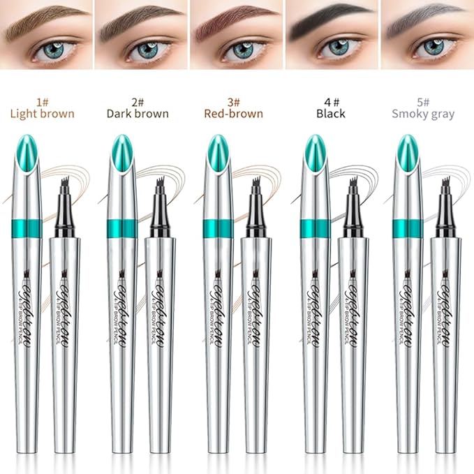 GL-Turelifes GLTurelifes Eyebrow Pencil with 4 Tip Micro Head Liquid Eyebrow Microblading Pen Eyebrow Pen Micro 4 Point Brow Pen LongLasting Waterproof Smudgeproof Natural Eyebrow Makeup 4 Black - Image 5