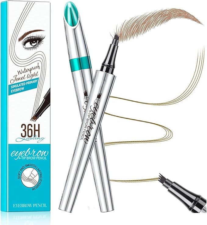 GL-Turelifes GLTurelifes Eyebrow Pencil with 4 Tip Micro Head Liquid Eyebrow Microblading Pen Eyebrow Pen Micro 4 Point Brow Pen LongLasting Waterproof Smudgeproof Natural Eyebrow Makeup 4 Black - Image 1