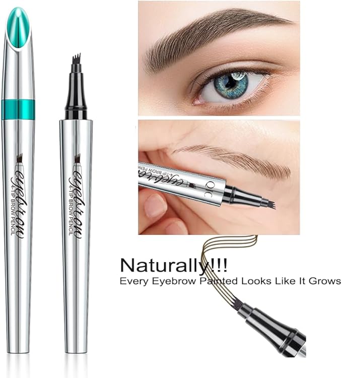 GL-Turelifes GLTurelifes Eyebrow Pencil with 4 Tip Micro Head Liquid Eyebrow Microblading Pen Eyebrow Pen Micro 4 Point Brow Pen LongLasting Waterproof Smudgeproof Natural Eyebrow Makeup 4 Black - Image 3