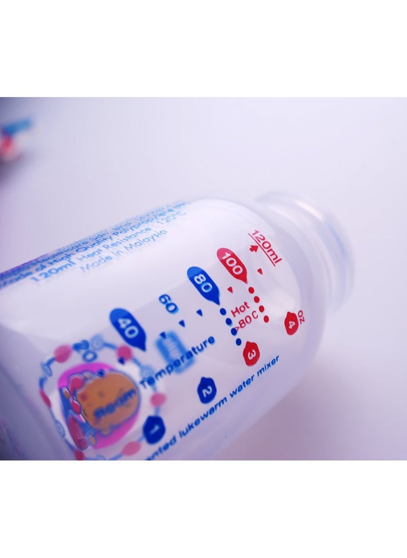 Japlo - Round feeding bottle for babies with anti-colic nipple and lukewarm water mixer, size 150 ml RD150 (assorted) - Image 1