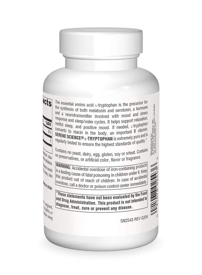 Source Naturals Serene Science L-Tryptophan, Positive Mood*, 500 mg - 120 Capsules - Image 2