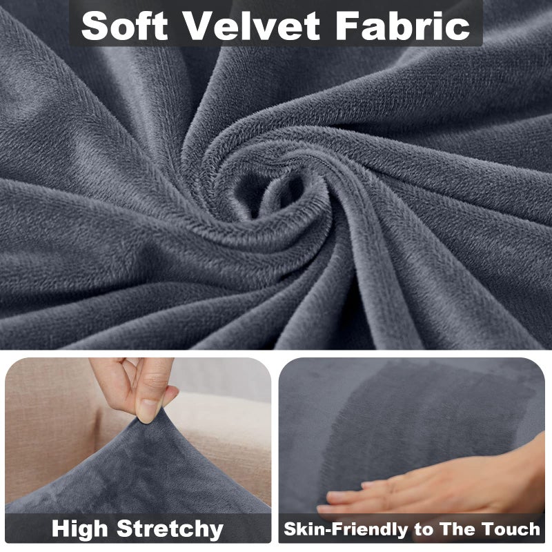 NAISI Sectional Couch Cover 1 Piece Velvet Separate Chaise Lounge Cover Soft Stretch Sofa Slipcovers for Left/Right Chaise Sectional Couch(Chaise Lounge,Dark Grey) - Image 3