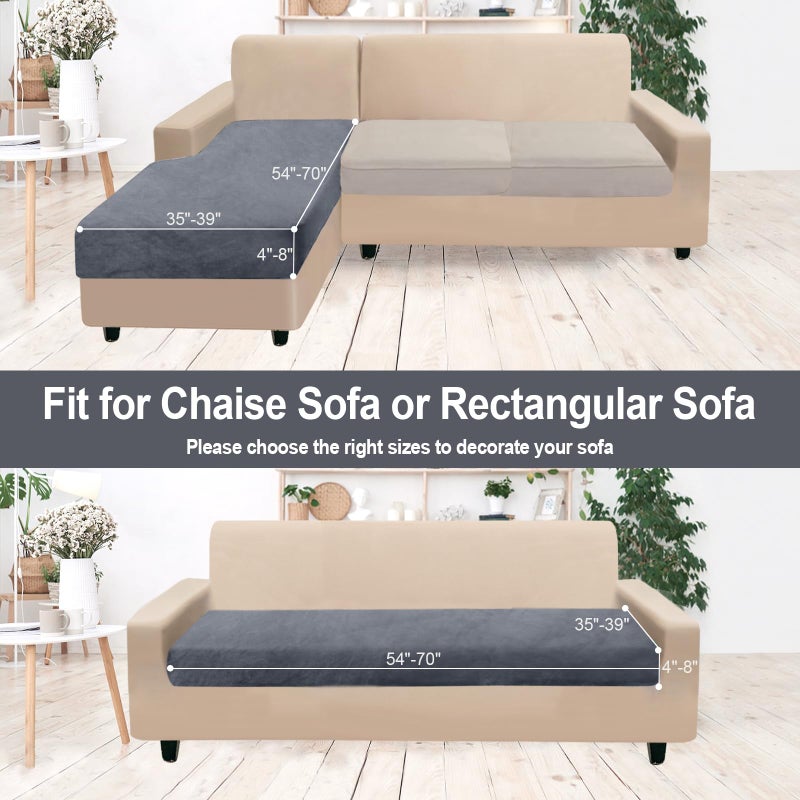NAISI Sectional Couch Cover 1 Piece Velvet Separate Chaise Lounge Cover Soft Stretch Sofa Slipcovers for Left/Right Chaise Sectional Couch(Chaise Lounge,Dark Grey) - Image 5