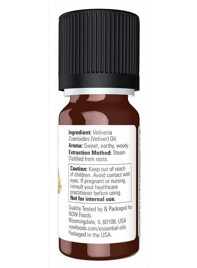 Now Foods NOW Essential Oils, Vetiver Oil, Woodsy Aromatherapy Scent, Steam Distilled, 100% Pure, Child Resistant Cap, 10-mL  - Image 2