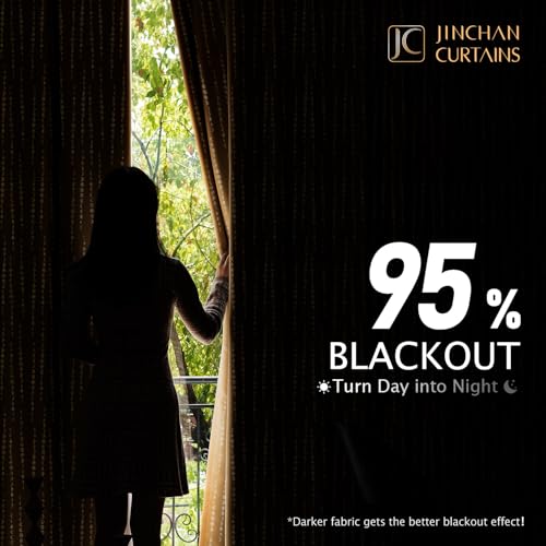 jinchan 95% Blackout Boho Curtains 63 Inch Length Moon Phases Printed Drapes Rod Pocket Thermal Insulated Curtains for Bedroom Nursery Mustard Yellow Window Drapes Curtain Set 2 Panels - Image 4