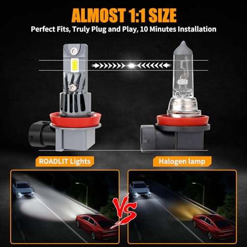 ROADLIT Fit 2023 2024 2025 2026 Light Bulbs for Chevy Silverado 2500 3500 WT/LT/Custom,High Beam Low Beam Light Bulb Set, 6500K White Light, 500% Brightness, Plug and Play - 4 Pack - Image 2