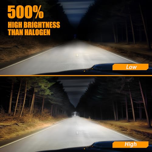 ROADLIT Fit 2023 2024 2025 2026 Light Bulbs for Chevy Silverado 2500 3500 WT/LT/Custom,High Beam Low Beam Light Bulb Set, 6500K White Light, 500% Brightness, Plug and Play - 4 Pack - Image 3