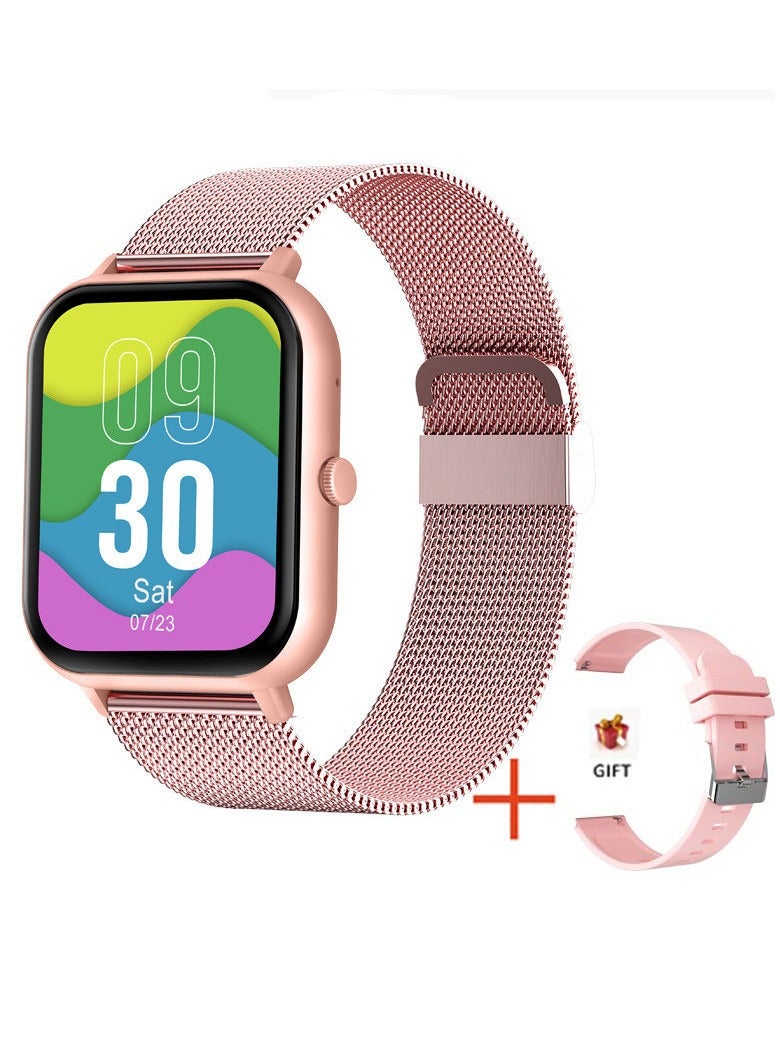 AROAQ Smart Watch, Zl54c Waterproof Smartwatch With Ai Voice Assistant, Heart Rate Blood Pressure Blood Oxygen Sleep Monitor Wrist Watch, (Pink+Pink Milan Steel) - Image 1