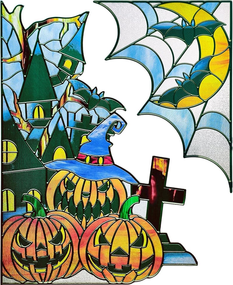 ADD.HERES Window Stickers, ‌Stained Glass Window Privacy Film, UV Blocking Static Cling for Home Kitchen Office Bathroom, Halloween, 17.7" X 31.5" - Image 2