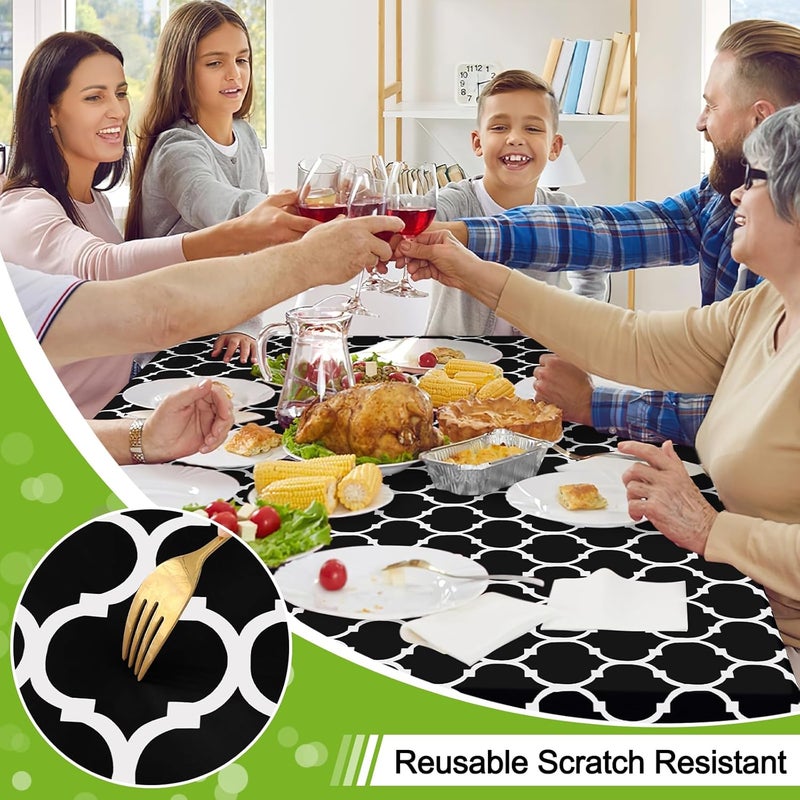 smiry Rectangle Table Cloth, Waterproof Vinyl Tablecloth with Flannel Backing for Rectangle Tables, Wipeable Spillproof Plastic Tablecloths for Dining, Camping, Indoor and Outdoor (54"x108", Black) - Image 4